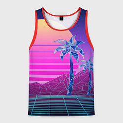 Мужская майка без рукавов Vaporwave неоновые горы и пальмы