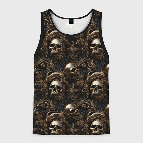 Мужская майка без рукавов Черепа и узоры лакшери / 3D-Черный – фото 1