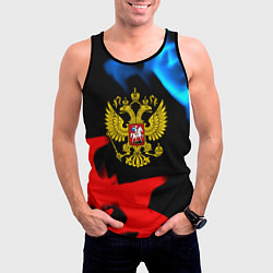 Майка-безрукавка мужская Россия герб огненый стиль, цвет: 3D-черный — фото 2