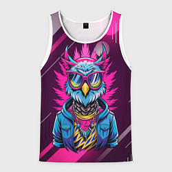 Майка-безрукавка мужская Стильная сова в одежде, цвет: 3D-белый