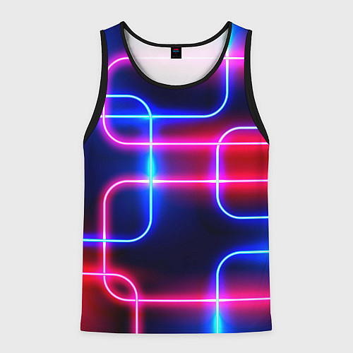 Мужская майка без рукавов Светящиеся неоновые дуги / 3D-Черный – фото 1