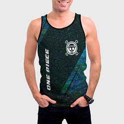 Майка-безрукавка мужская One Piece glitch blue, цвет: 3D-черный — фото 2