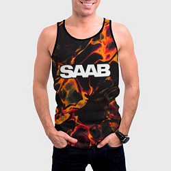 Майка-безрукавка мужская Saab red lava, цвет: 3D-черный — фото 2