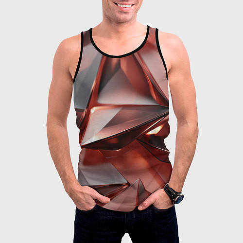 Мужская майка без рукавов Рубиновые пирамидки / 3D-Черный – фото 3