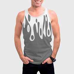 Майка-безрукавка мужская Потеки белой краски на сером фоне, цвет: 3D-белый — фото 2