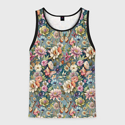Мужская майка без рукавов Бабочки и цветы летнее сочетание