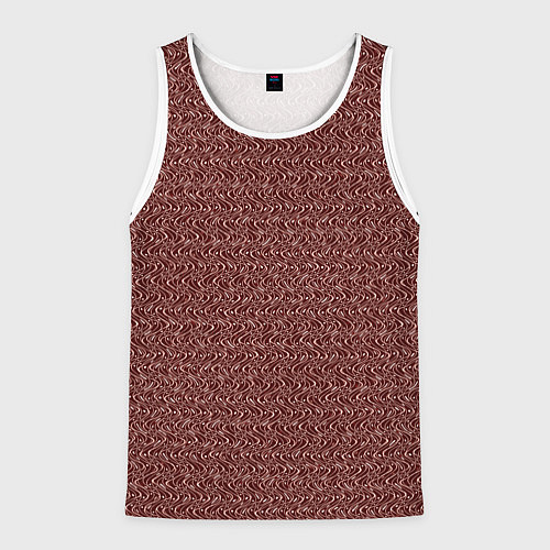 Мужская майка без рукавов Тёмный красный волнистый текстурированный / 3D-Белый – фото 1