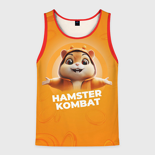 Мужская майка без рукавов Hamster kombat orange / 3D-Красный – фото 1