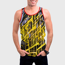 Майка-безрукавка мужская Yellow and white abstraction, цвет: 3D-красный — фото 2