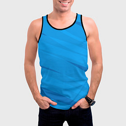Майка-безрукавка мужская Насыщенный голубой полосами, цвет: 3D-черный — фото 2
