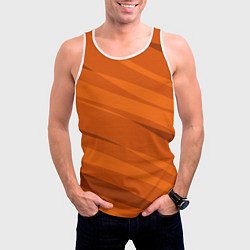 Майка-безрукавка мужская Тёмный оранжевый полосами, цвет: 3D-белый — фото 2