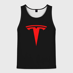 Мужская майка без рукавов Tesla red logo