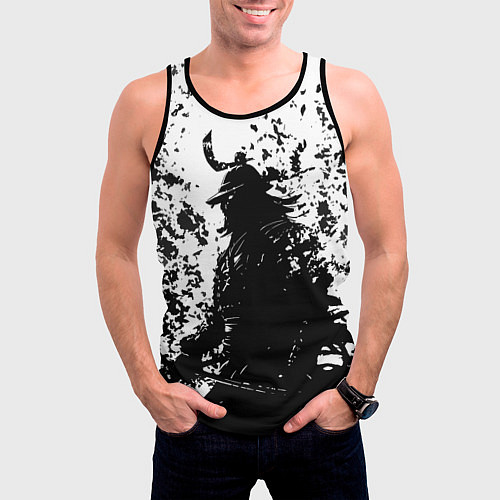 Мужская майка без рукавов Ghost of Tsushima black and white / 3D-Черный – фото 3