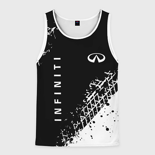 Мужская майка без рукавов Инфинити: следы от шин / 3D-Белый – фото 1
