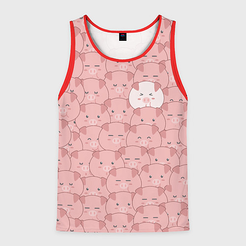 Мужская майка без рукавов Свинки паттерн / 3D-Красный – фото 1