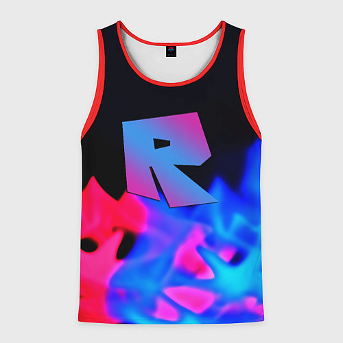 Мужская майка без рукавов Roblox neon flame / 3D-Красный – фото 1