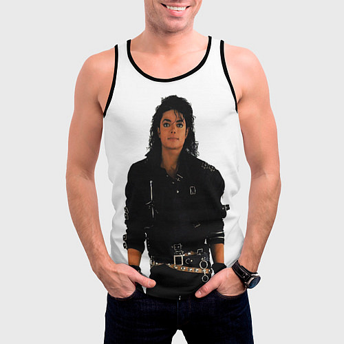 Мужская майка без рукавов Michael Jackson whos bad / 3D-Черный – фото 3