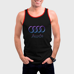 Майка-безрукавка мужская Audi neon logo, цвет: 3D-красный — фото 2