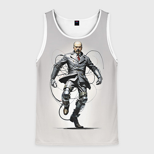 Мужская майка без рукавов Танцующий кибер Ленин - нейросеть / 3D-Белый – фото 1