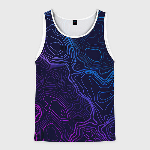 Мужская майка без рукавов Абстрактная топографическая карта / 3D-Белый – фото 1