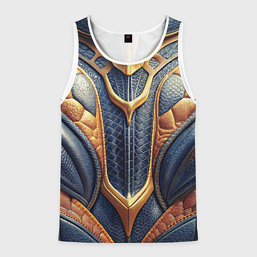Мужская майка без рукавов Темная кожаная броня с желтой оплеткой / 3D-Белый – фото 1