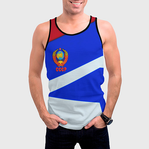 Мужская майка без рукавов СССР геометрия спорт / 3D-Черный – фото 3