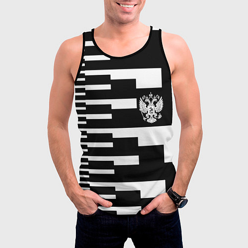 Мужская майка без рукавов Россия геометрия / 3D-Черный – фото 3
