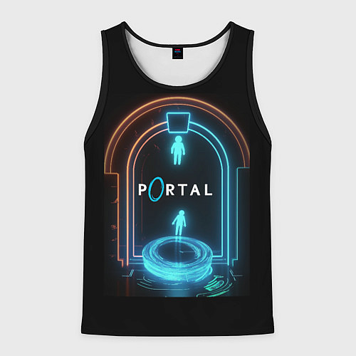 Мужская майка без рукавов Portal neon style logo / 3D-Черный – фото 1