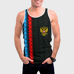Майка-безрукавка мужская Россия спорт герб, цвет: 3D-белый — фото 2