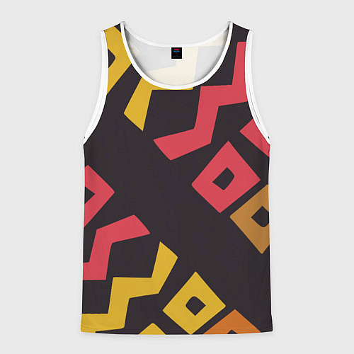 Мужская майка без рукавов Абстракция - этно мотивы / 3D-Белый – фото 1