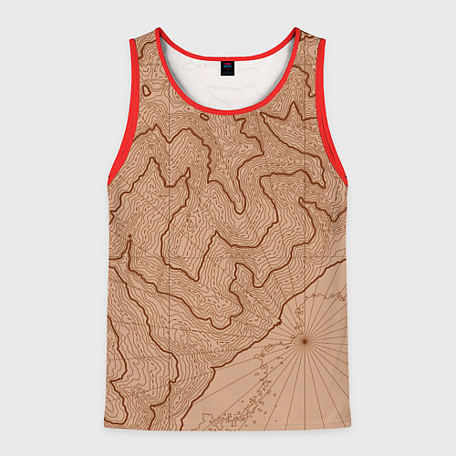Мужская майка без рукавов Старая карта неизвестного мира / 3D-Красный – фото 1