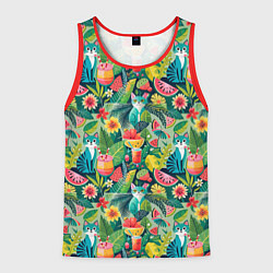 Мужская майка без рукавов Летние тропические котики с арбузным коктейлем
