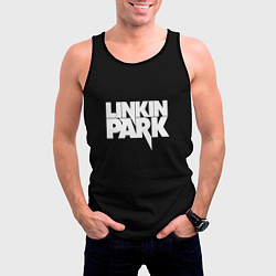 Майка-безрукавка мужская Lnkin park logo white, цвет: 3D-черный — фото 2