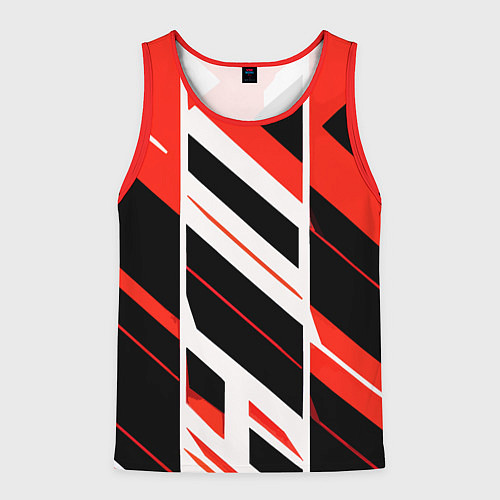 Мужская майка без рукавов Black and red stripes on a white background / 3D-Красный – фото 1
