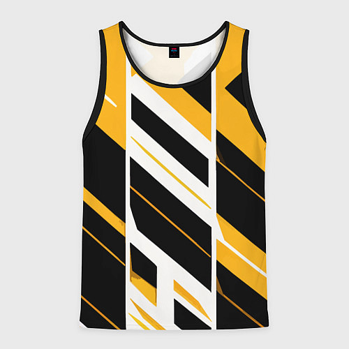 Мужская майка без рукавов Black and yellow stripes on a white background / 3D-Черный – фото 1