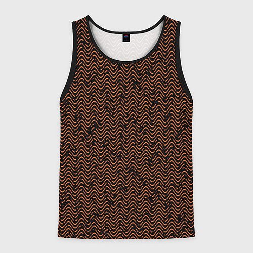 Мужская майка без рукавов Волнистая текстура чёрно-коричневый / 3D-Черный – фото 1