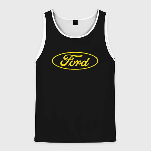 Мужская майка без рукавов Ford logo yellow / 3D-Белый – фото 1