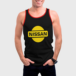 Майка-безрукавка мужская Nissan yellow logo, цвет: 3D-красный — фото 2