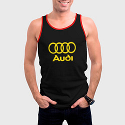 Майка-безрукавка мужская Audi logo yellow, цвет: 3D-красный — фото 2