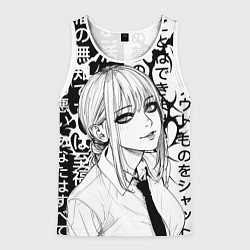 Майка-безрукавка мужская Макима аниме черно белое, цвет: 3D-белый