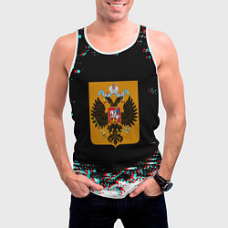 Майка-безрукавка мужская Российская империя герб глитч, цвет: 3D-белый — фото 2