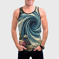 Майка-безрукавка мужская Джинсовая воронка нитки и цветы - нейросеть, цвет: 3D-черный — фото 2