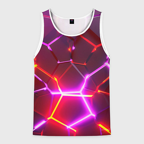 Мужская майка без рукавов Красные плиты с фиолетовым свечением / 3D-Белый – фото 1
