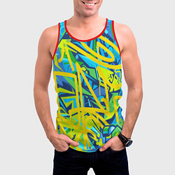 Майка-безрукавка мужская Желто-зеленое граффити, цвет: 3D-красный — фото 2