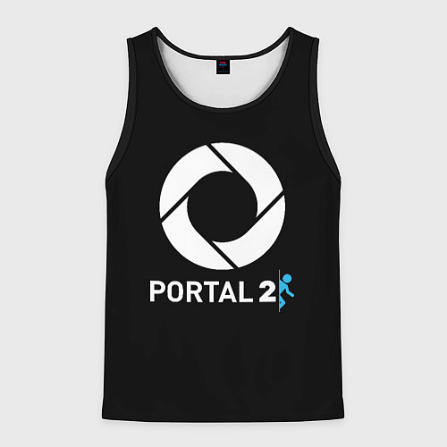 Мужская майка без рукавов Portal2 logo game / 3D-Черный – фото 1