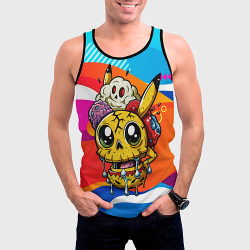 Мужская майка без рукавов Пикачу в стиле зомби / 3D-Черный – фото 3