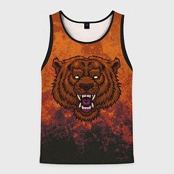 Майка-безрукавка мужская Бурый свирепый медведь на абстрактном фоне, цвет: 3D-черный
