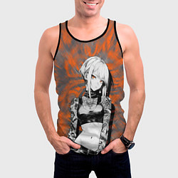 Майка-безрукавка мужская Татуированная девушка на оранжевом фоне, цвет: 3D-черный — фото 2