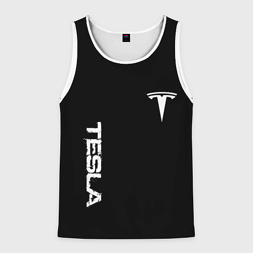 Мужская майка без рукавов Tesla logo white / 3D-Белый – фото 1