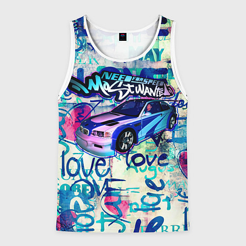 Мужская майка без рукавов NFS Most Wanted graffitti / 3D-Белый – фото 1